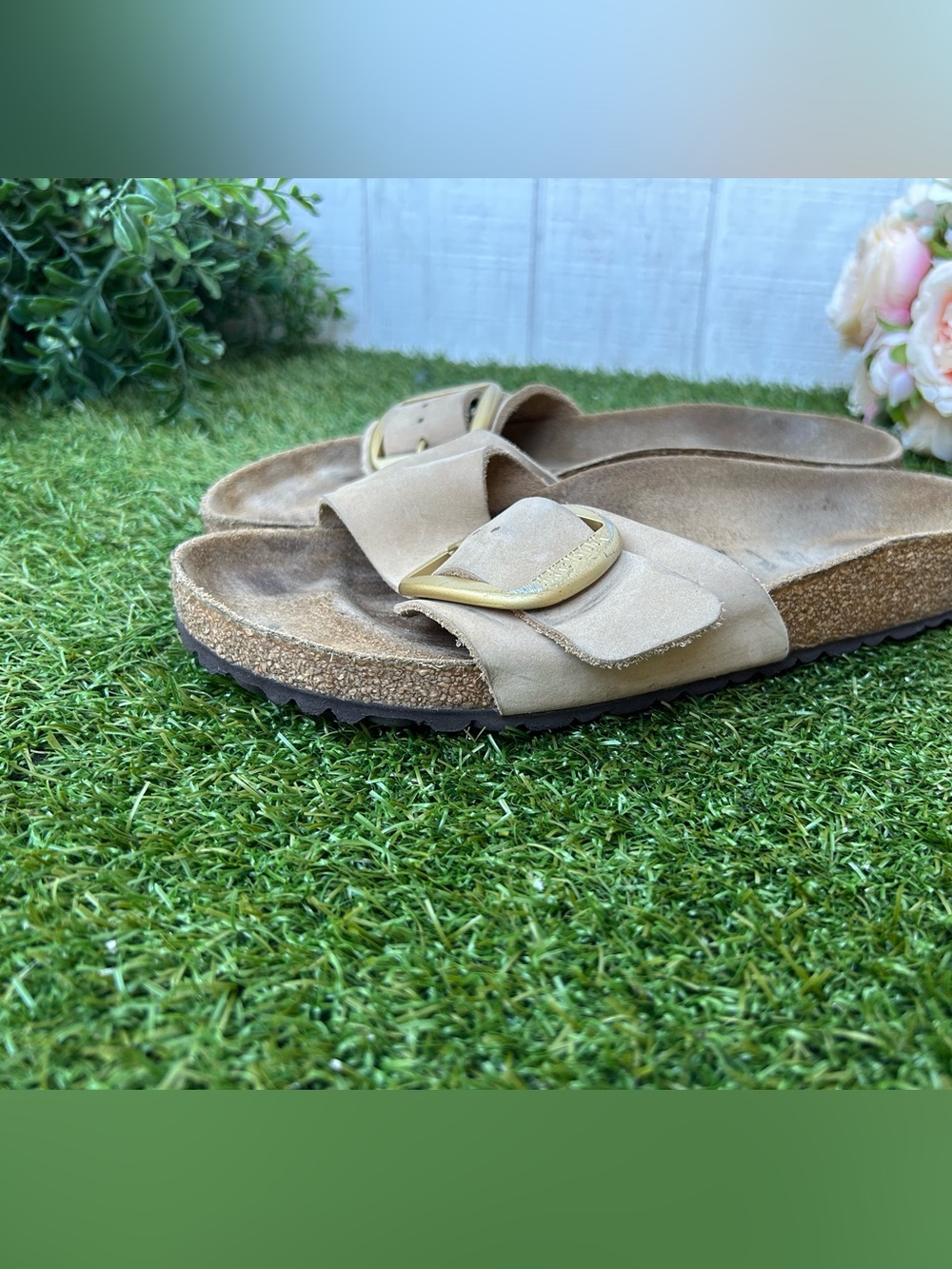 Birkenstock🍂Madrid BIG buckle leather sandals sandcastle size 38US 7-7.5 - Picture 10 of 16